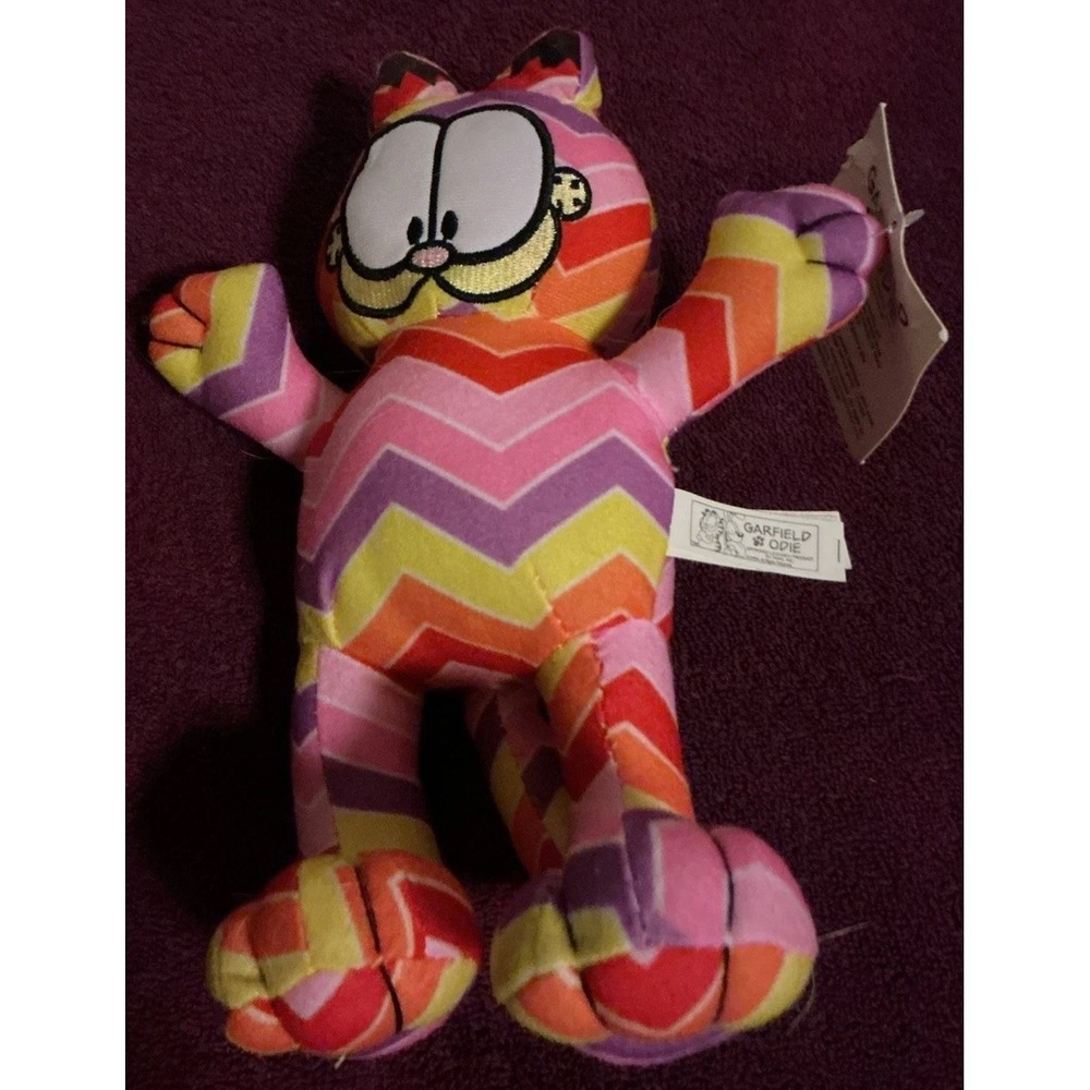 Garfield Cat Colorful Chevron Pattern Plush Toy Factory New With Tags NWT‎